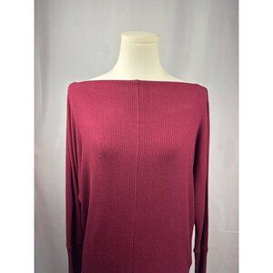 Velvet By Graham & Spencer Burgundy Ribbed Knit Top Size S Made In USA